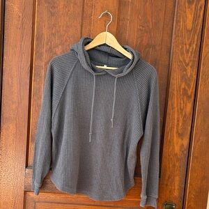 Z Supply Navy Blue Waffle Knit Hooded Pullover SM